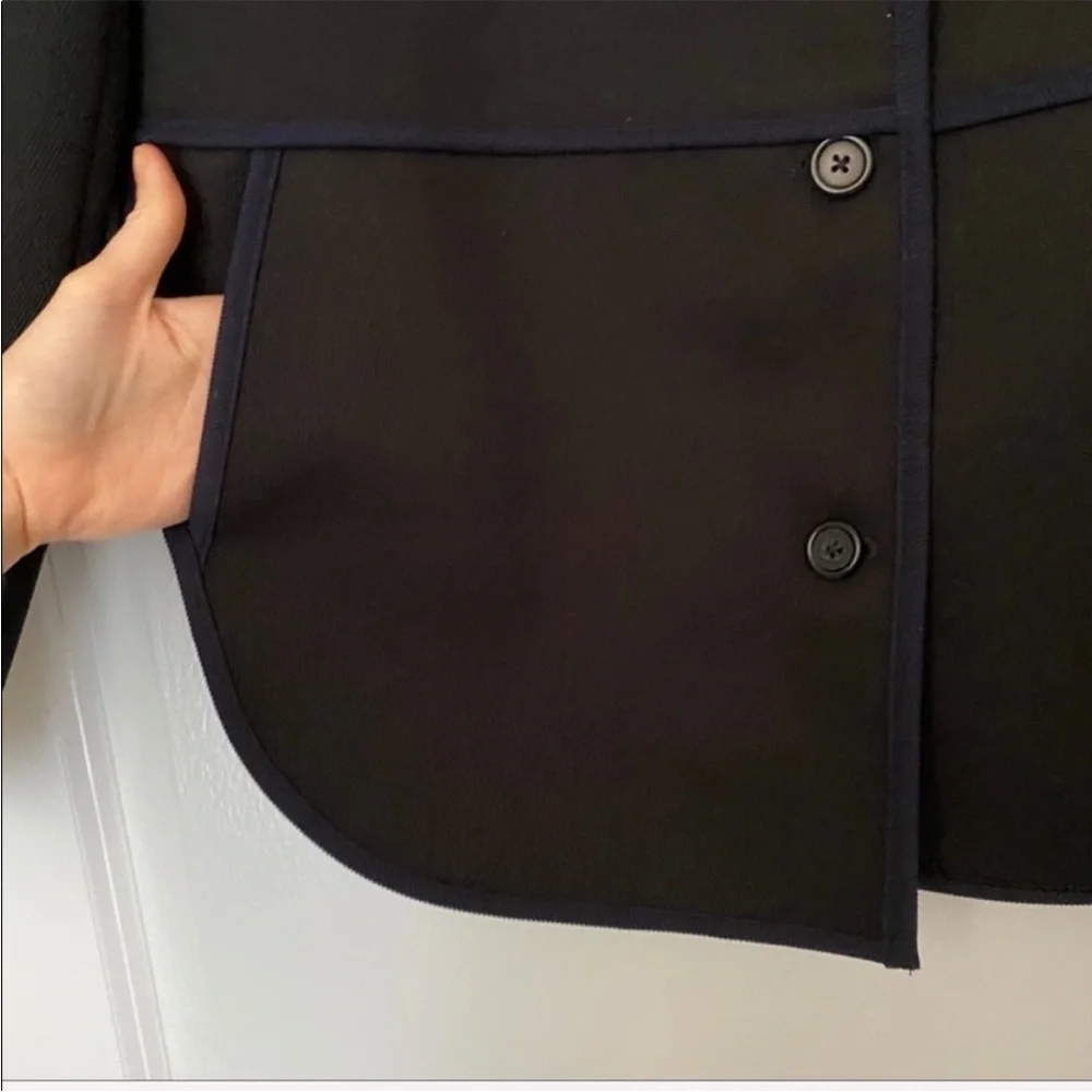 J. Crew Tipped Twill Jacket black navy trim size 6